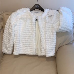 White fake fur sweater
